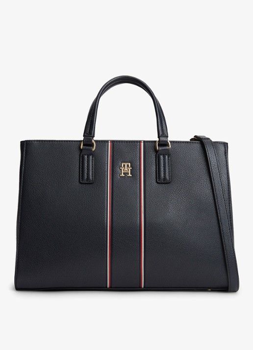 Tommy Hilfiger Handtas met logo - voorkant donkerblauw