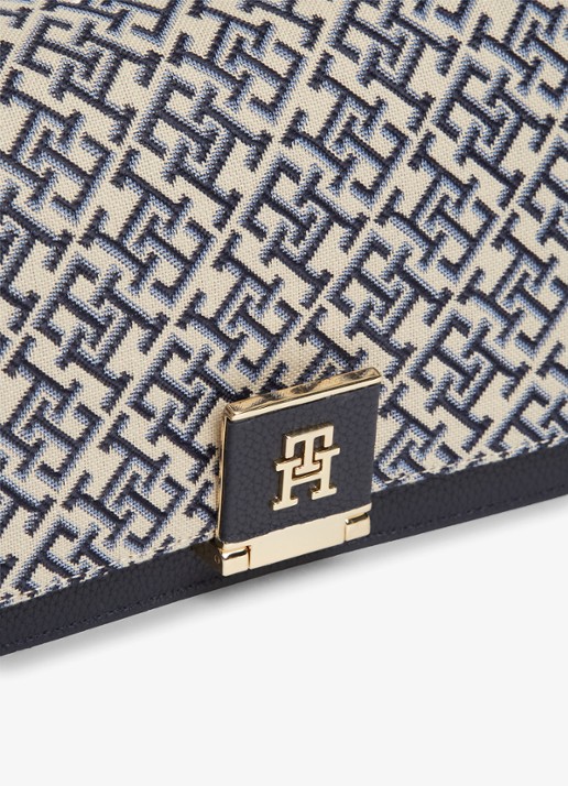 Tommy Hilfiger Handtas met logoprint en afneembare schouderriem - detail 3 donkerblauw