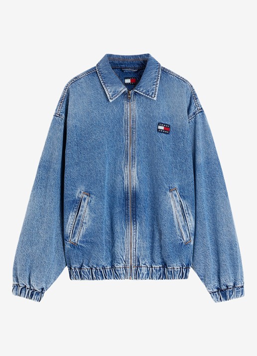 Tommy Hilfiger Harrington jack in lyocellblend met logoborduring - voorkant 5 indigo
