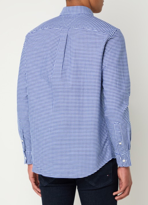 Tommy Hilfiger Heritage regular fit overhemd met ruitdessin en logoborduring - achterkant royalblauw