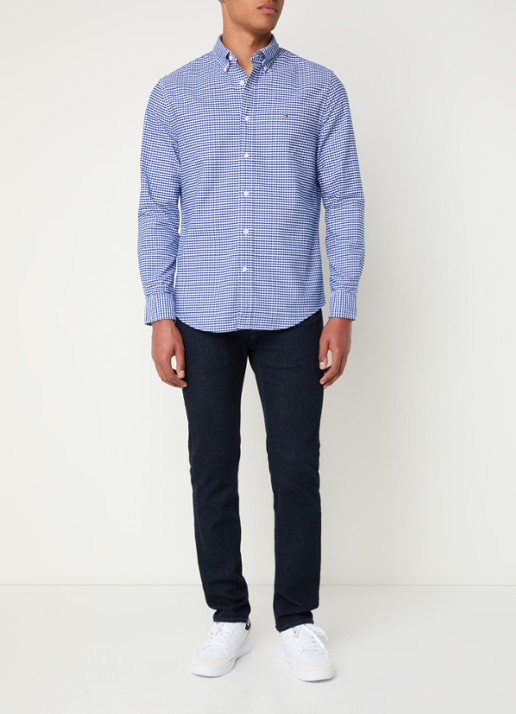 Tommy Hilfiger Heritage regular fit overhemd met ruitdessin en logoborduring - voorkant 5 royalblauw