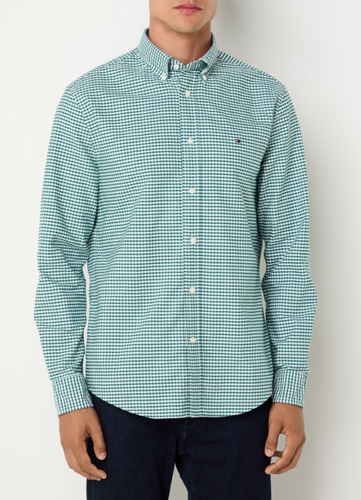 Tommy Hilfiger Heritage regular fit overhemd met ruitdessin en logoborduring - detail groen