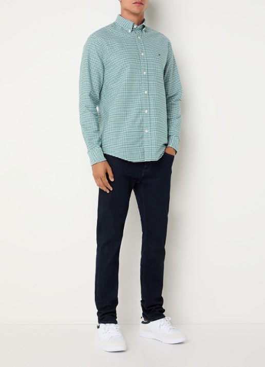 Tommy Hilfiger Heritage regular fit overhemd met ruitdessin en logoborduring - voorkant 4 groen