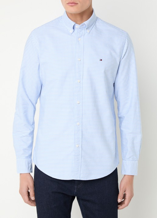 Tommy Hilfiger Heritage regular fit overhemd met ruitdessin en logoborduring - detail donkerblauw