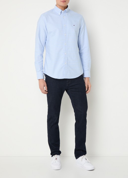 Tommy Hilfiger Heritage regular fit overhemd met ruitdessin en logoborduring - voorkant 4 donkerblauw