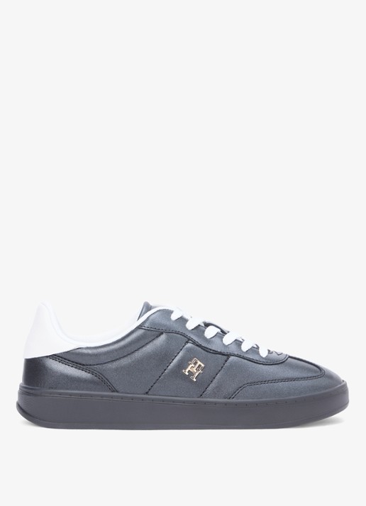 Tommy Hilfiger Heritage sneaker van leer met logo - detail 3 zwart