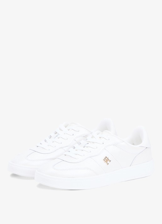 Tommy Hilfiger Heritage sneaker van leer met logo - detail 2 beige