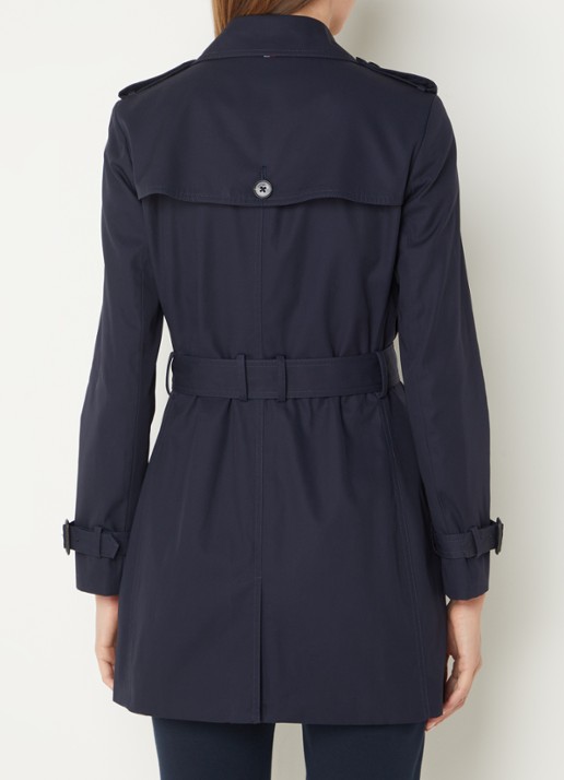 Tommy Hilfiger Heritage trenchcoat met ceintuur en steekzakken - achterkant donkerblauw