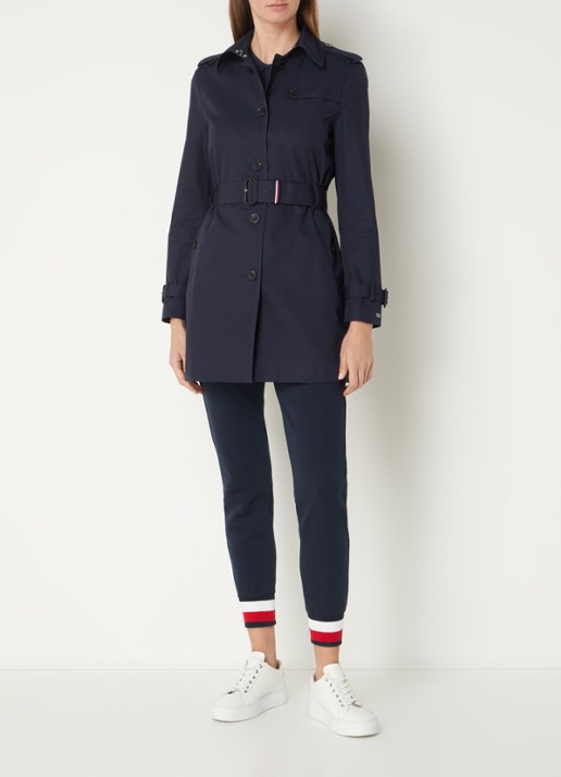 Tommy Hilfiger Heritage trenchcoat met ceintuur en steekzakken - voorkant 4 donkerblauw