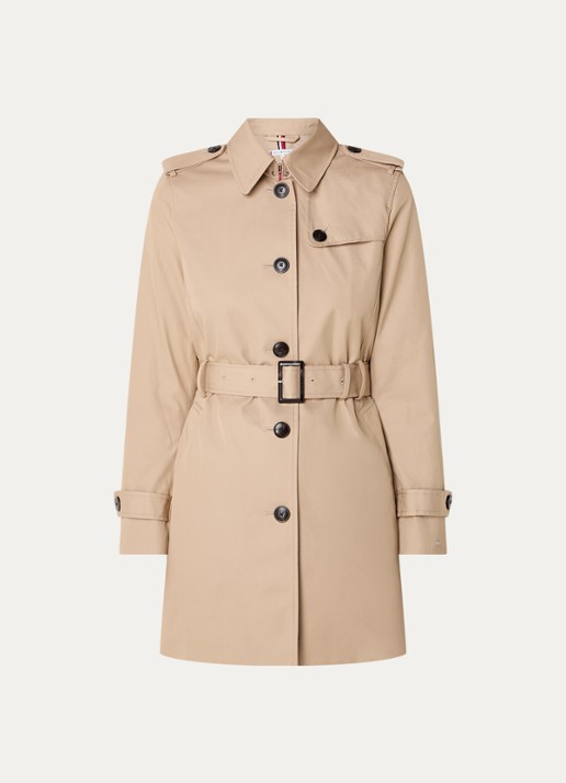 Tommy Hilfiger Heritage trenchcoat met ceintuur en steekzakken - voorkant 2 beige