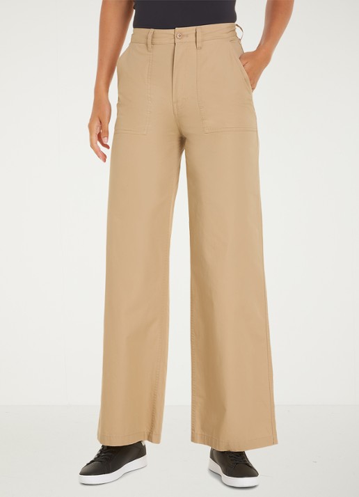 Tommy Hilfiger High waist loose fit cargobroek van  katoen - detail 4 zand