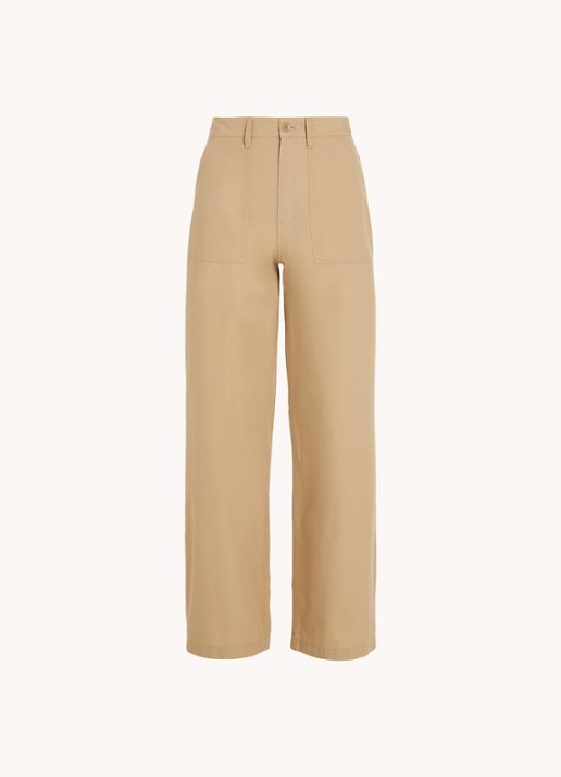 Tommy Hilfiger High waist loose fit cargobroek van  katoen - voorkant 2 zand