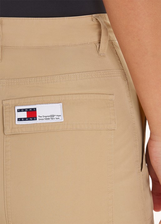 Tommy Hilfiger High waist loose fit cargobroek van  katoen - voorkant 3 zand