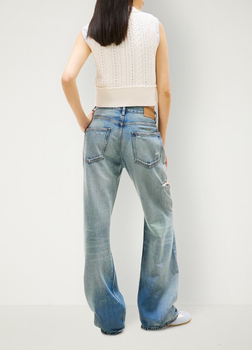 Tommy Hilfiger High waist loose fit jeans in katoenblend - achterkant 5 donkerblauw