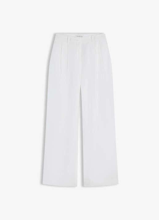 Tommy Hilfiger High waist loose fit pantalon met steekzakken - voorkant wit