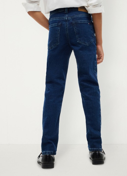 Tommy Hilfiger High waist slim fit jeans met donkere wassing  - achterkant indigo
