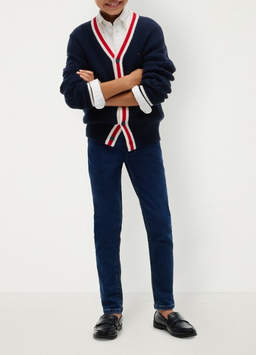 Tommy Hilfiger High waist slim fit jeans met donkere wassing  - voorkant 4 indigo