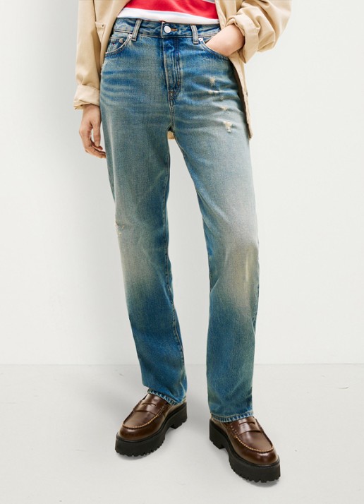Tommy Hilfiger High waist straight fit jeans van katoen