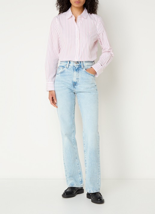 Tommy Hilfiger High waist straight leg jeans met lichte wassing - voorkant 4 indigo