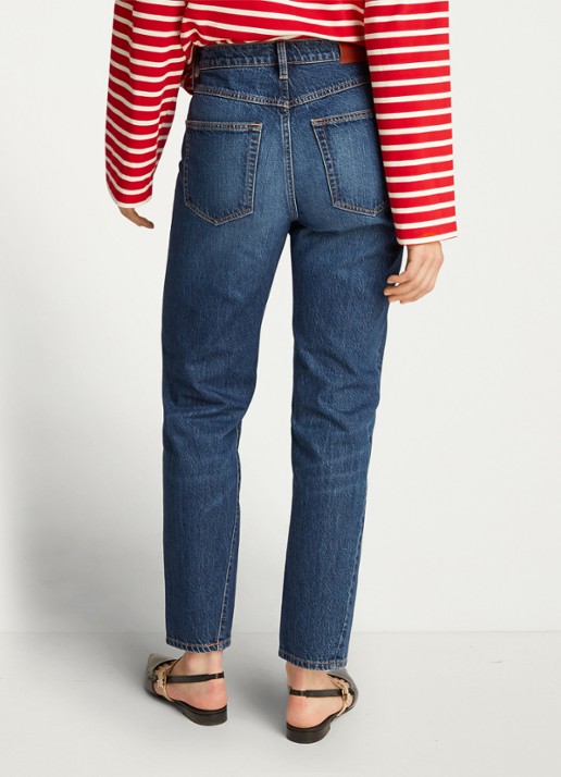 Tommy Hilfiger High waist straight leg jeans met steekzakken - achterkant indigo