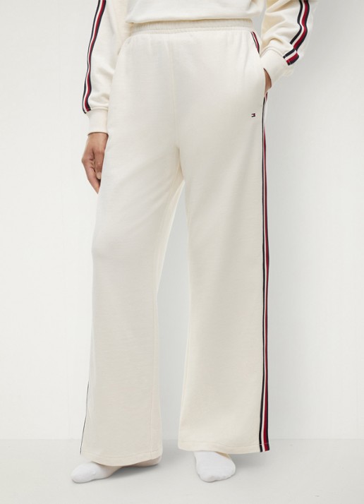 Tommy Hilfiger High waist wide fit lounge broek met logoborduring