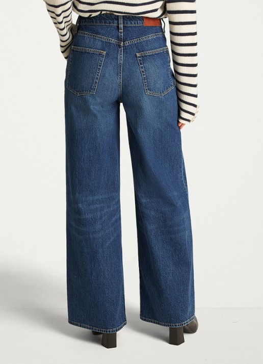 Tommy Hilfiger High waist wide leg jeans met donkere wassing - achterkant indigo