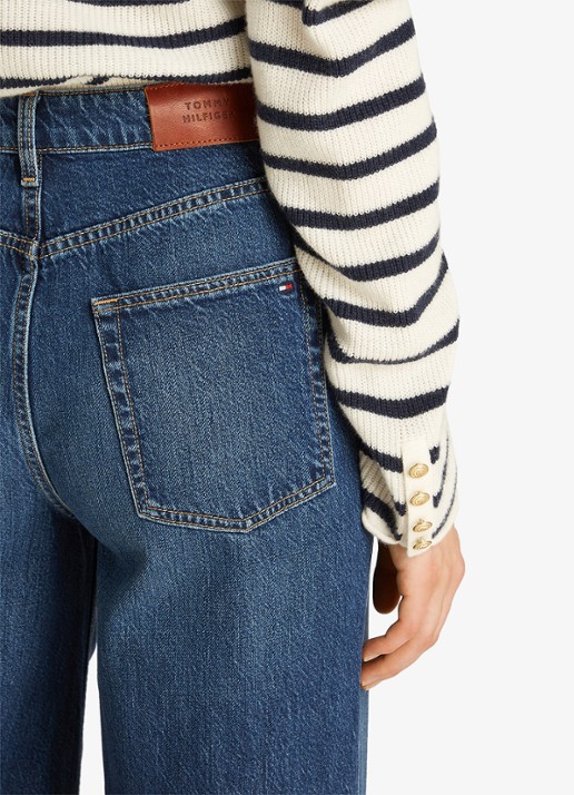 Tommy Hilfiger High waist wide leg jeans met donkere wassing - detail 7 indigo