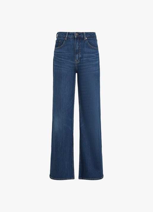 Tommy Hilfiger High waist wide leg jeans met donkere wassing - voorkant 3 indigo