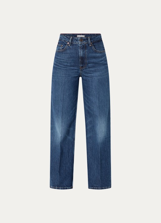 Tommy Hilfiger High waist wide leg jeans met donkere wassing - voorkant 5 indigo