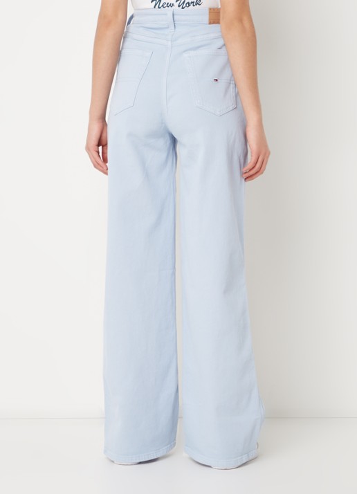Tommy Hilfiger High waist wide leg jeans met gekleurde wassing - achterkant lichtblauw
