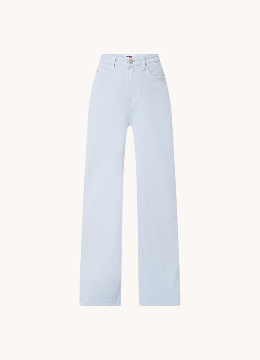 Tommy Hilfiger High waist wide leg jeans met gekleurde wassing - voorkant 4 lichtblauw