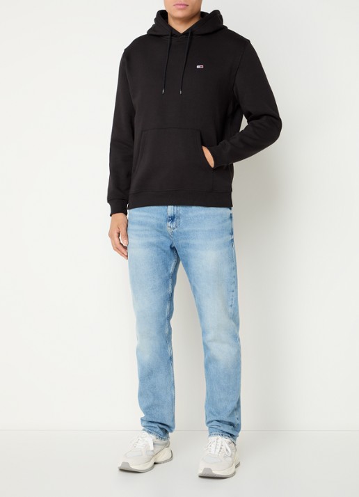 Tommy Hilfiger Hoodie met gemêleerd dessin en logoborduring - voorkant 3 zwart