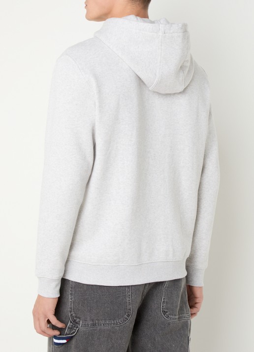 Tommy Hilfiger Hoodie met gemêleerd dessin en logoborduring - achterkant 3 grijsmele