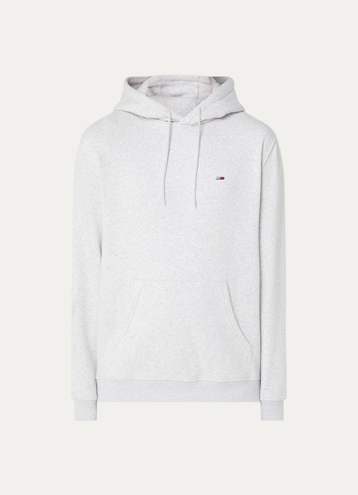 Tommy Hilfiger Hoodie met gemêleerd dessin en logoborduring - voorkant grijsmele