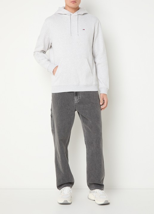 Tommy Hilfiger Hoodie met gemêleerd dessin en logoborduring - voorkant 2 grijsmele