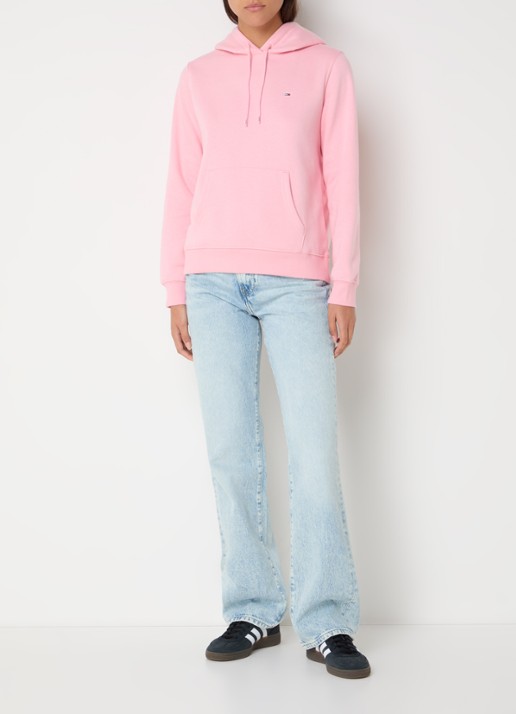 Tommy Hilfiger Hoodie met kangoeroezak en logo - voorkant 2 roze