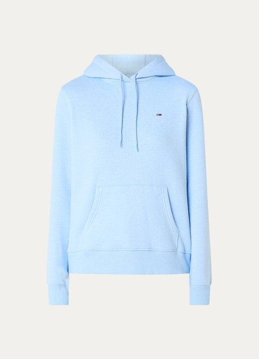 Tommy Hilfiger Hoodie met kangoeroezak en logo - voorkant 2 lichtblauw