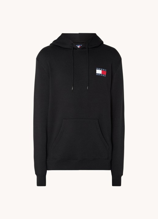 Tommy Hilfiger Hoodie met kangoeroezak en logo - voorkant 3 zwart