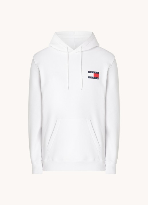 Tommy Hilfiger Hoodie met kangoeroezak en logo - voorkant 3 wit