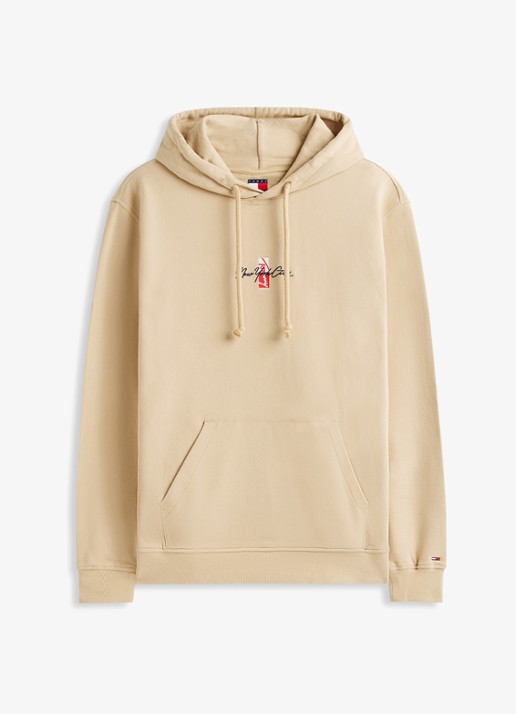 Tommy Hilfiger Hoodie met logo- en backprint - voorkant 4 beige