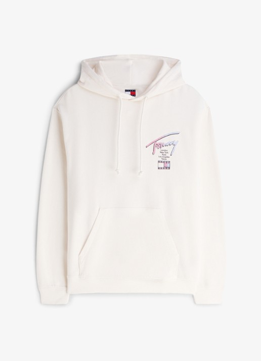Tommy Hilfiger Hoodie met logo- en backprint - voorkant 4 wit
