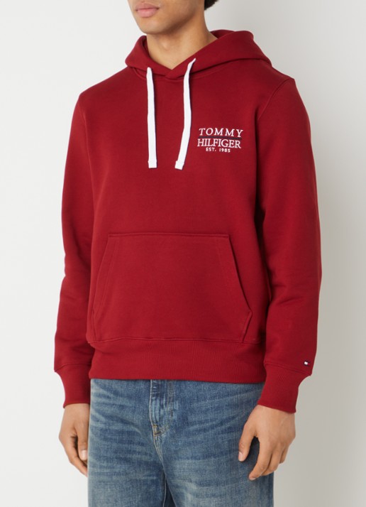 Tommy Hilfiger Hoodie met logo - achterkant cranberryrood