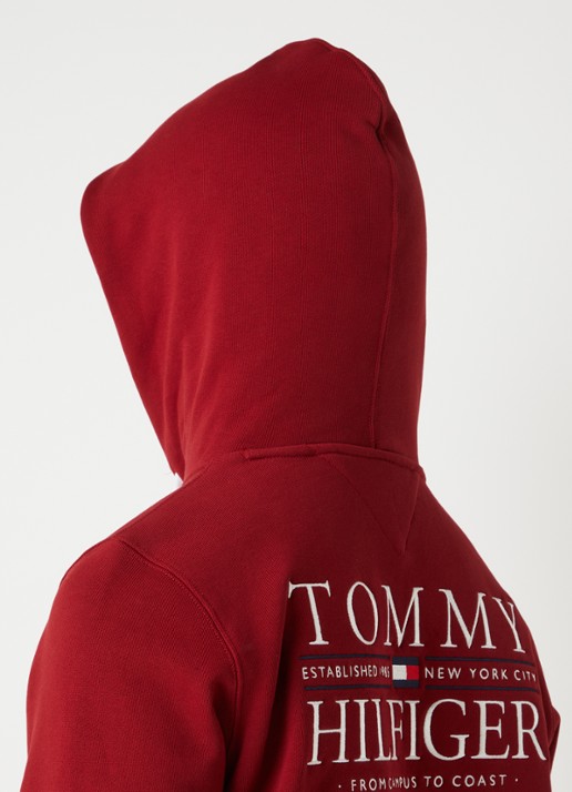 Tommy Hilfiger Hoodie met logo - detail 3 cranberryrood