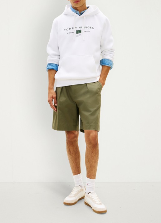 Tommy Hilfiger Hoodie met logo - voorkant 3 wit