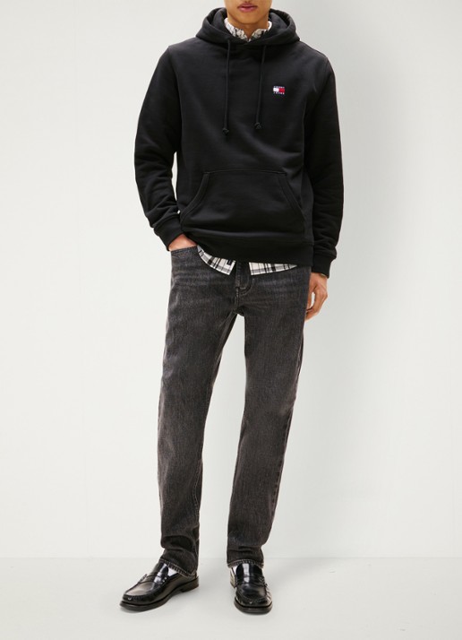 Tommy Hilfiger Hoodie met logoborduring - voorkant 3 zwart
