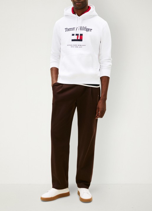 Tommy Hilfiger Hoodie met logoborduring - voorkant 4 wit