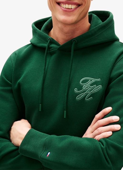 Tommy Hilfiger Hoodie met logoborduring - detail 2 donkergroen