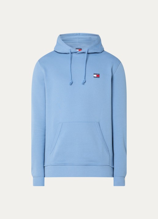 Tommy Hilfiger Hoodie met logoborduring - voorkant blauwgrijs
