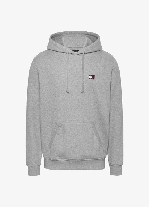 Tommy Hilfiger Hoodie met logoborduring - voorkant grijs