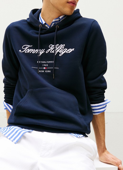 Tommy Hilfiger Hoodie met logoprint - detail 5 donkerblauw